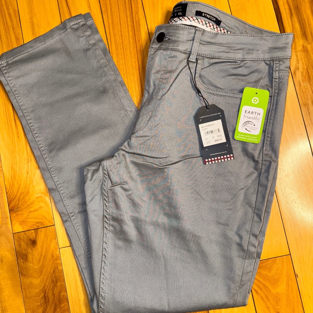 Ben Sherman Men’s Slim Fit Stretch Dress Pants 33x32 | Gray | NWT | comfortable - Picture 6 of 11
